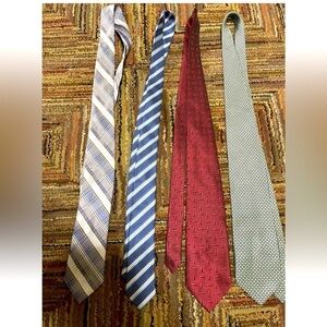 Lot Set of 4 Abstract Silk Neck Ties Tie Claiborne Laurant  Bennet Izod